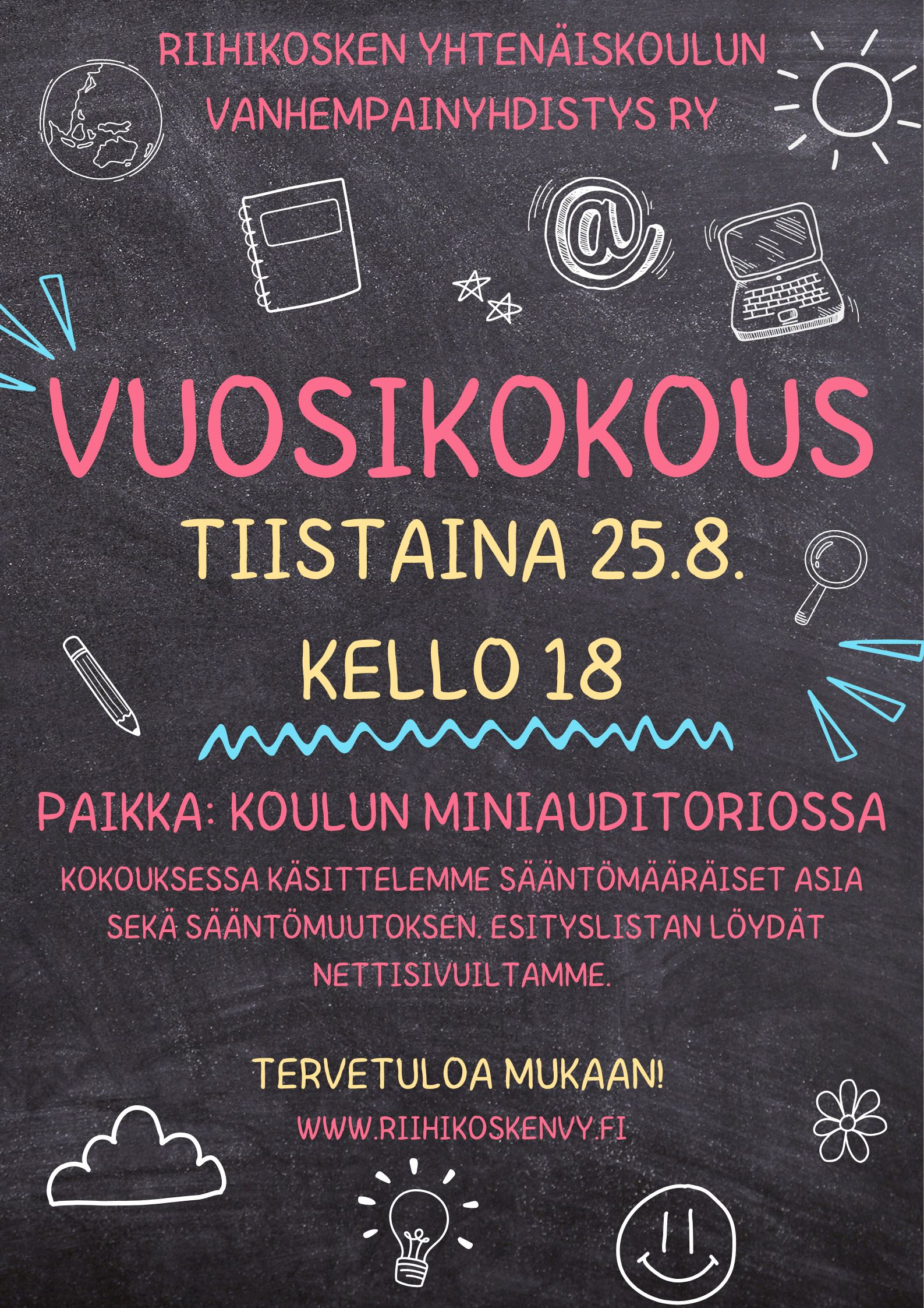 Vanhempainyhdistyksen vuosikokous 25.8.2026